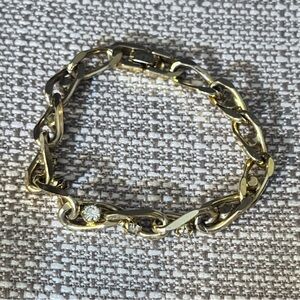 Gold Tone Chain Bracelet with Diamond Accents Costume 7” Offers Welcome